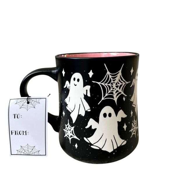 Large Halloween Coffee Mug Ghost, Spiderwebs LET’S BOO-GIE! Cobwebs & Couldrons - Picture 5 of 13